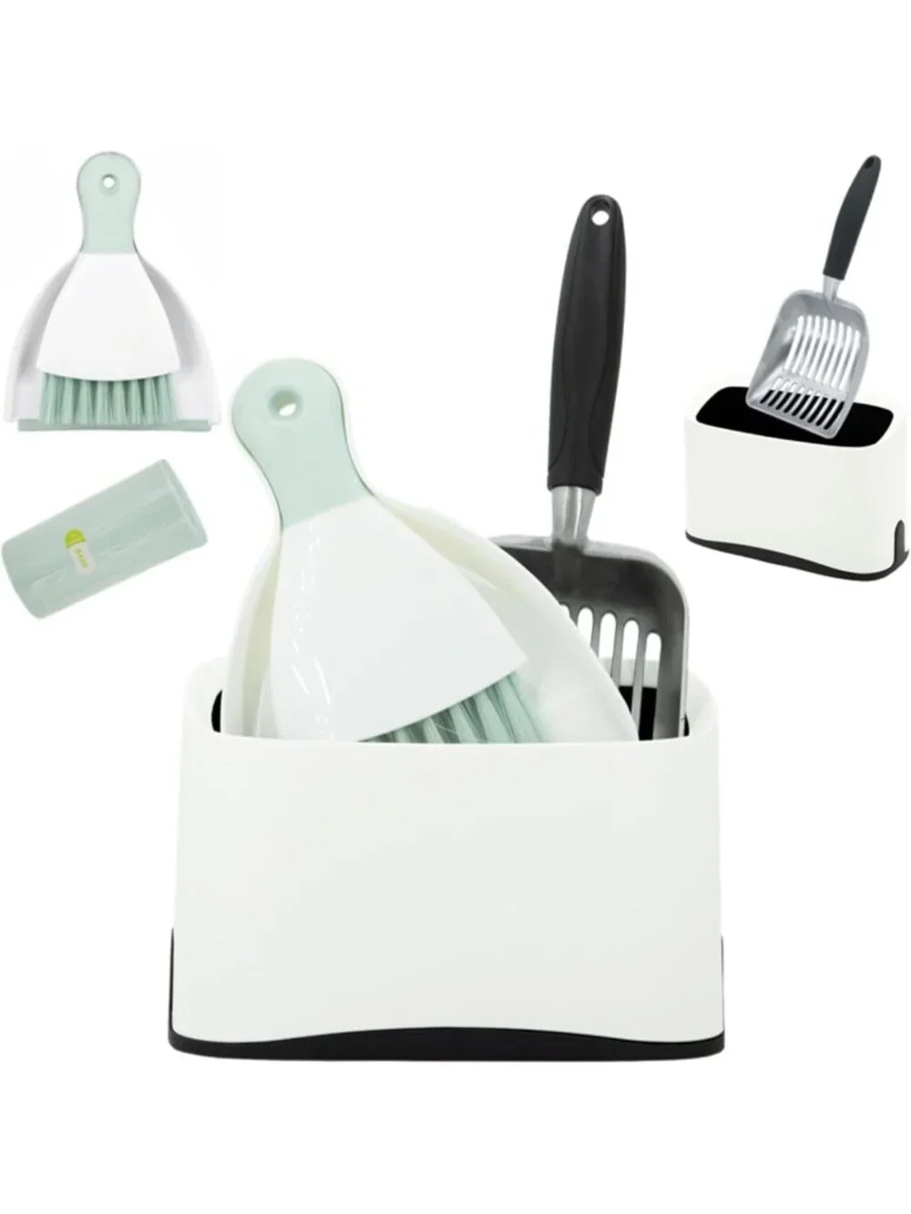 5-in-1 Heavy-Duty Cat Litter Scoop Set with Holder, Bags, Broom & Dustpan